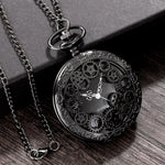 Steampunk Copper Vintage Hollow Gear Hollow Quartz Pocket Watch Necklace Pendant Clock Chain Men Women with Chain Gifts