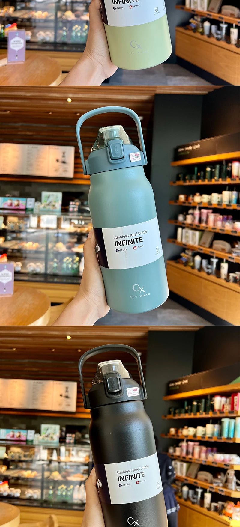 1.3L/1.7L Large Capacity Thermo Bottle Outdoor Mug Stainless Steel Thermos Water Bottle Portable Vaccum Flask Cold And Hot Tumbl