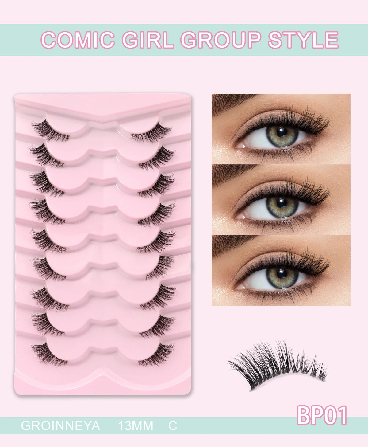 GROINNEYA Cat Eye Lashes Create Natural Look Half Eye Lashes With Winged Ends For Extended Eyelash For Daily Use