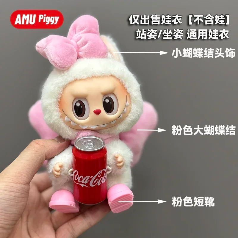 Clothes for Clothes Doll DIY Accessories Pull Cloth Cola Happiness Factor Labubu Clothes Set Doll Outfit Have Shoes