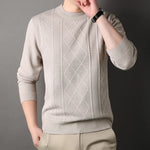 Autumn Winter Men's Fleece Knit Pullovers Solid Color O-Neck Warm Knitted Sweater Men Fashion Smart Casual Pullover Sweaters