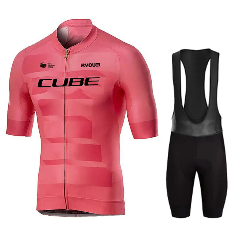 Cube Cycling Jersey Set – Men’s Summer Short Sleeve Bike Shirt & Padded Bib Shorts, Road & MTB Bicycle Clothing Maillot Ciclismo