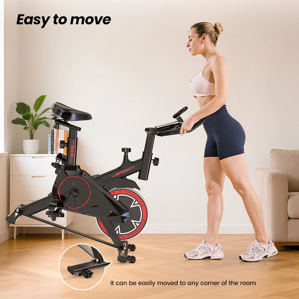 Formill QK101 Indoor Spin Bike Quiet Belt Drive Cardio Trainer with Electronic Display & Adjustable Resistance for Home Fitness