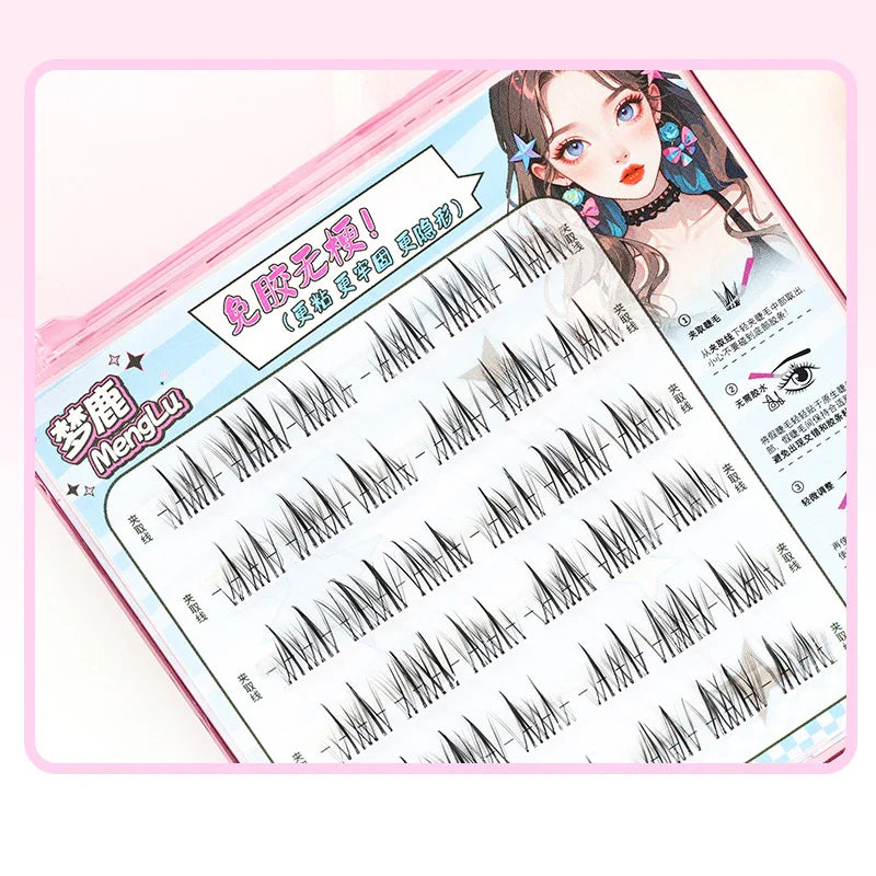 Upgraded Sunflower False Eyelashes No Glue Fake Lashes  Natural Reusable Band-Free Lashes Manga Lash Makeup Korean