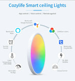 Smart WiFi LED Ceiling Light 24W Cozylife APP Control Voice Control Round Panel Ambient Lamp AC85-265V Works Alexa Geogle Home