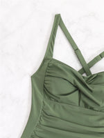 Solid Two Pieces Swimsuit 2025 Women Ruched Tankini