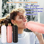 1000ML Bottle With Time Marker Motivational Reusable Fitness Sports Outdoors Travel Cycling Leakproof BPA Free Frosted Bottle