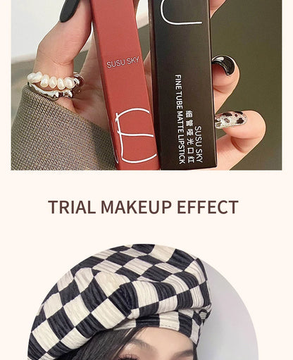 TX010Thin Tube Matte Lipstick, Waterproof and Sweatproof, Does Not Fade Or Remove Makeup, Can Be Used on Both Lips and Cheeks