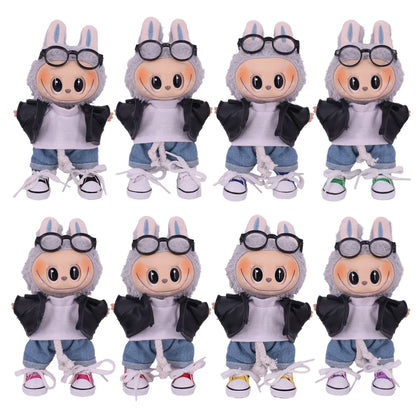 3.8cm Doll Shoes Solid Color Pop Lace up Canvas Shoe PU Shoes For 17cm Labubu Doll Clothes Accessories,Girl's Toys Clothing Gift