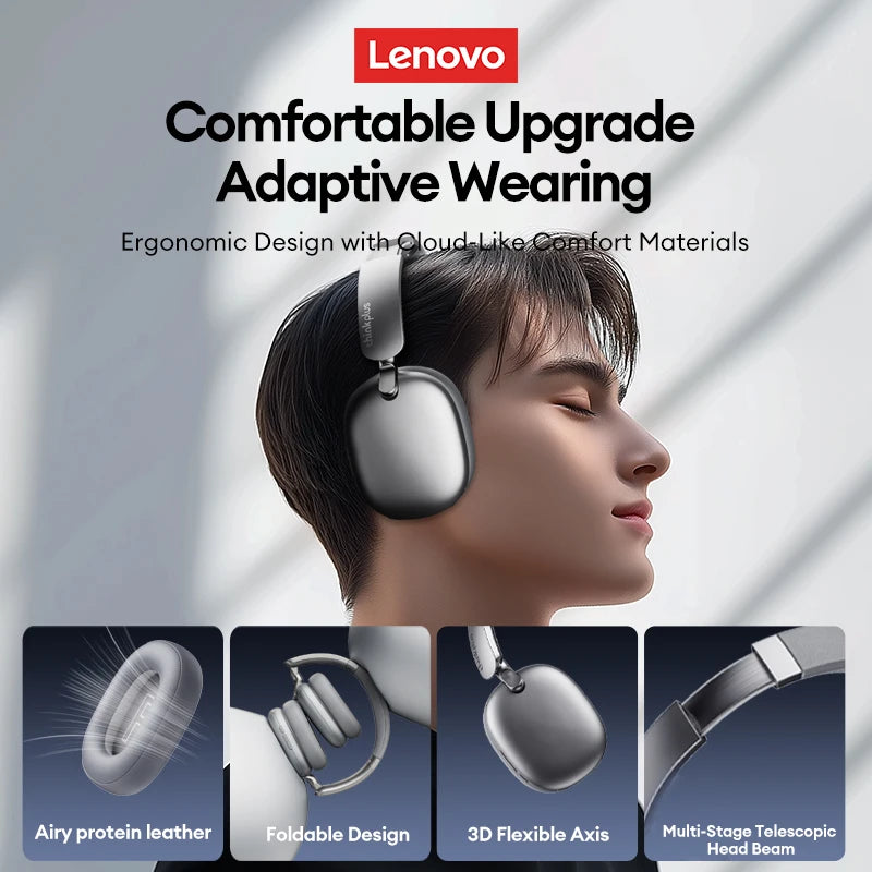 Original Lenovo TH60 Wireless Bluetooth 5.4 Headsets Over-Ear HD Call HIFI Surround Sound Headphones Low Game Latency Earphones
