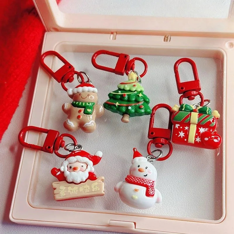 For Car Cute New Style Christmas Keychain Cartoon Snowman Santa Claus Charm Gift For Students Girlfriends Accessories