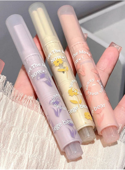 Gege Bear Floral Whisper Moisturizing Mirror Shine Lipstick — Glossy Jelly Finish, Heart-Shaped Bullet, Hydrating Lip Balm