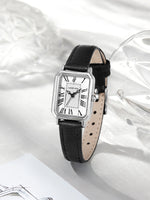Fashion Rectangle Quartz Wrist Watch for Women Luxury Brand Roman Dial Leather Strap  Ladies Watches Clock