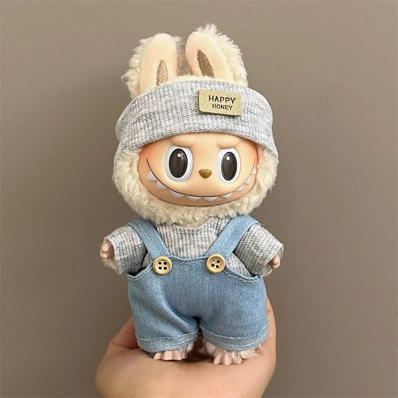 For 15/17cm Labubu V1 V2 Doll Clothing Fashion Hoodie and Pants Set Korean Idol Trendy DIY Doll Clothing Accessories Toy Gift