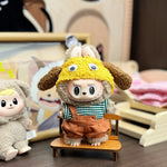Doll Clothes For LABUBU Frog Set Jumpsuit Kawaii Fisherman Hat 2PCS/Pack Plush Cotton Doll Dress Up Game Decoration