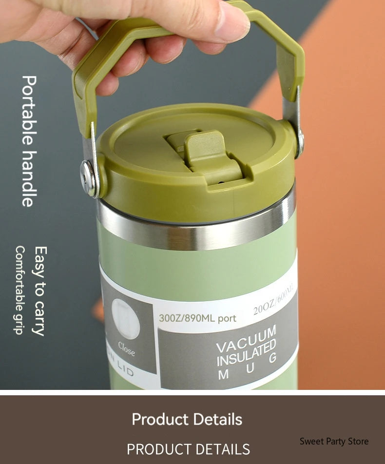 20oz/30oz Stainless Steel Thermos Mug With Straw Keeps Cold and Heat Thermal Mug Tumbler Outdoor Sports Thermal Water Bottle