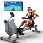 MettleMatic RM3 Foldable Rowing Machine, 300N Magnetic Resistance, 16 Levels, Bluetooth, 150kg Capacity