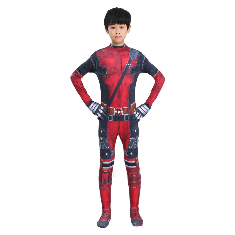 New Movie Character Role Play Costume Superhero Deadpool Costume Mask Sword Bag Suits Halloween Party Cosplay Jumpsuit 3D Style