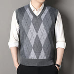 Cardigan Sweater Vests Men Autumn Winter Fleece Knitted Waistcoat Argyle Plaid Smart Causal Fashion Knit Sleeveless Sweater Vest