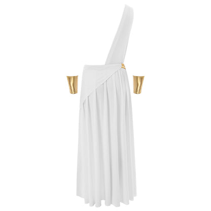 Mens Ancient Greek God Toga Gladiator Costumes Roman Emperor One Shoulder Sleeveless Robe Halloween Medieval Warrior Outfits