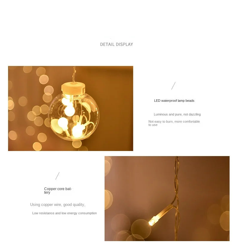 Christmas 2024 Led Lights Decoration Fairy String for Room Festoon Light Curtain Garland Party Wedding New Year's Bedroom Living