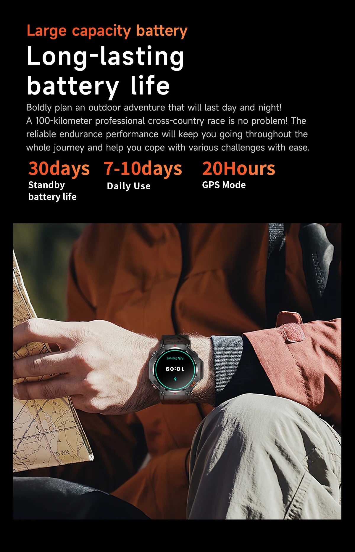 2025 New T-Rex 3 Ultra GPS Men SmartWatch 10ATM Waterproof Built-in Dual-band GNSS Compass Military Sport Flashlight Smart Watch