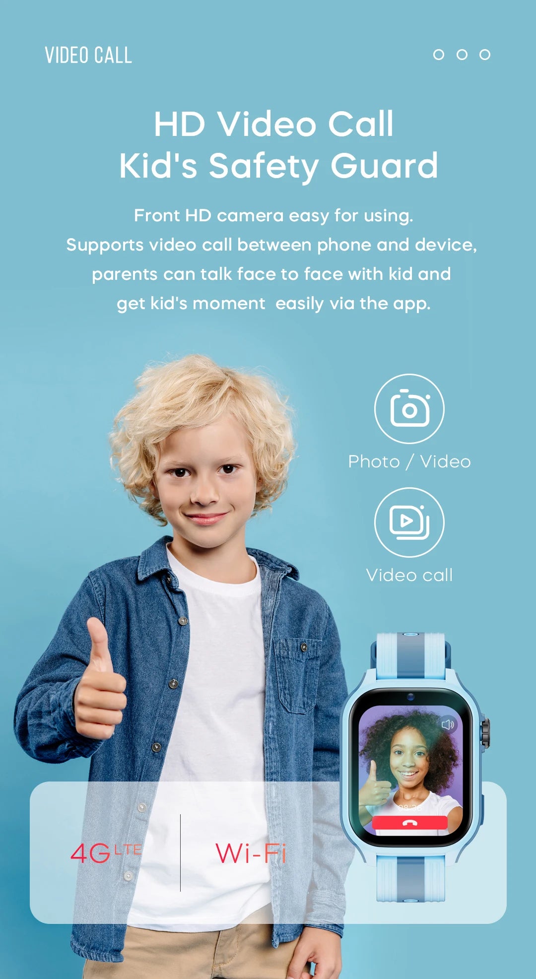 VALDUS 2025 VK36 4G Children Smartwatch Camera Video Call SOS SIM Card WIFI GPS Positioning Compatible Android IOS Kids Watch