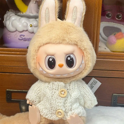Ropa Labubu Doll Clothes Outfit Accessories For 15/17cm Labubu V2 V1 Plush Doll's Clothing Colorful Sweater Kid Toy Girl Gift