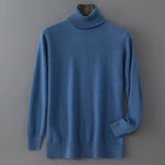 Men's 100% Pure Wool Pullover Sweater For Autumn Winter High Collar Knitted Long Sleeved Loose Solid Color Casual Simple Warmtop