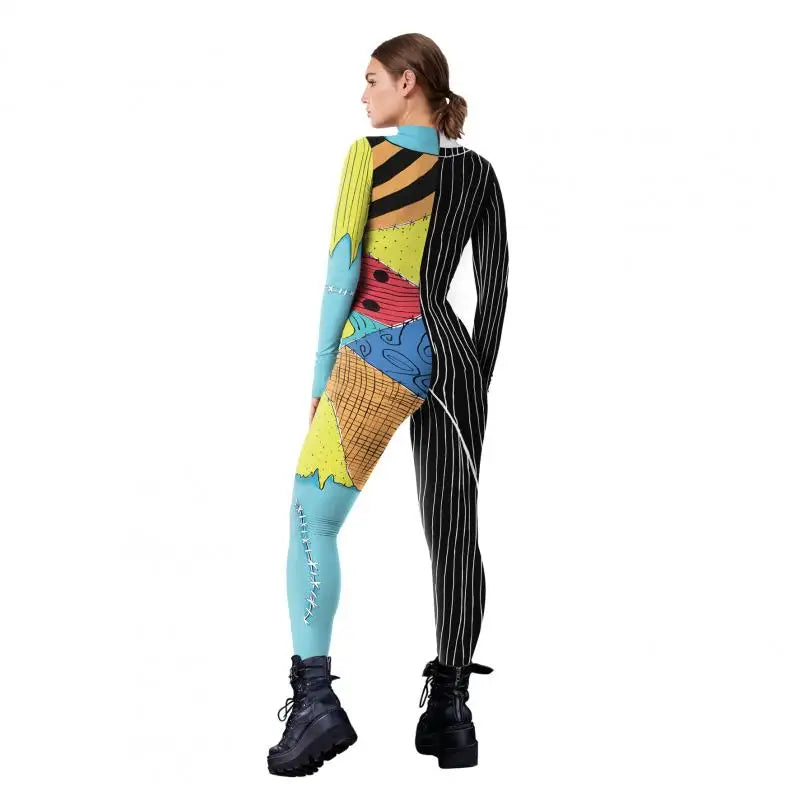 Halloween Sally Suit Cosplay Costume Anime Movie Bodysuit Spandex Jumpsuit Party Carnival Leggings Day of The Dead Zentai Set