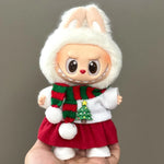17cm Mini Plush Doll'S Clothes Outfit Accessories For Korea Kpop Labubu V1 V2 V3 Christmas onesie hat set Clothing