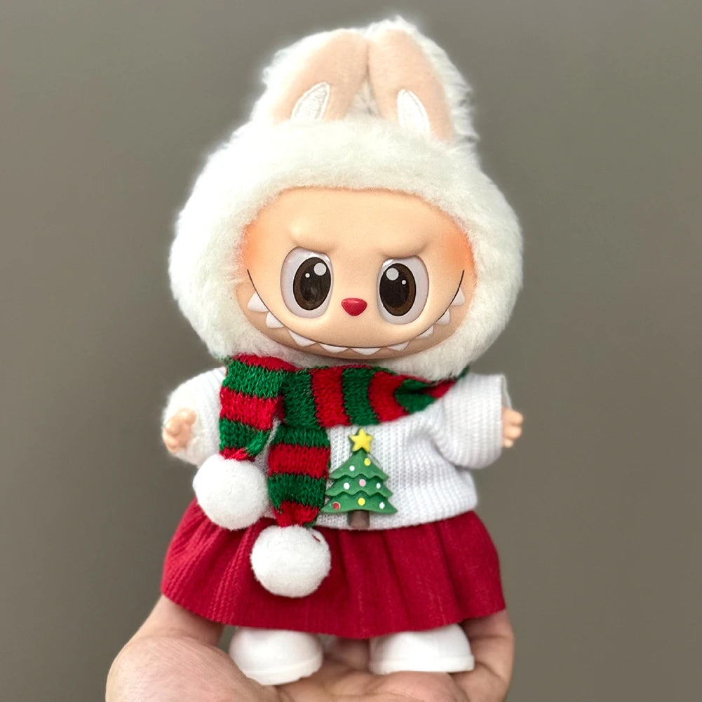 17cm Mini Plush Doll'S Clothes Outfit Accessories For Korea Kpop Labubu V1 V2 V3 Christmas onesie hat set Clothing