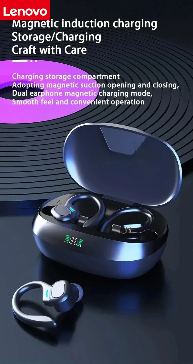 Original Lenovo Sports Wireless Earphones BT over Ear Buds with Earhooks Sports Earphones Running in-Ear Headphones