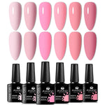 6pc All-season Gel Nail Polish Set Nude Pink Red Glitter Semi Permanent UV Gel Polish Kits All For Manicure Soak Off Vernis