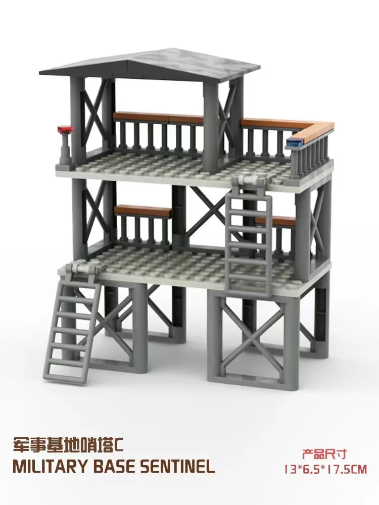 Upgrade Military Base Building Block Sets DIY WW2 Army War scene model Blocks Boys Toys