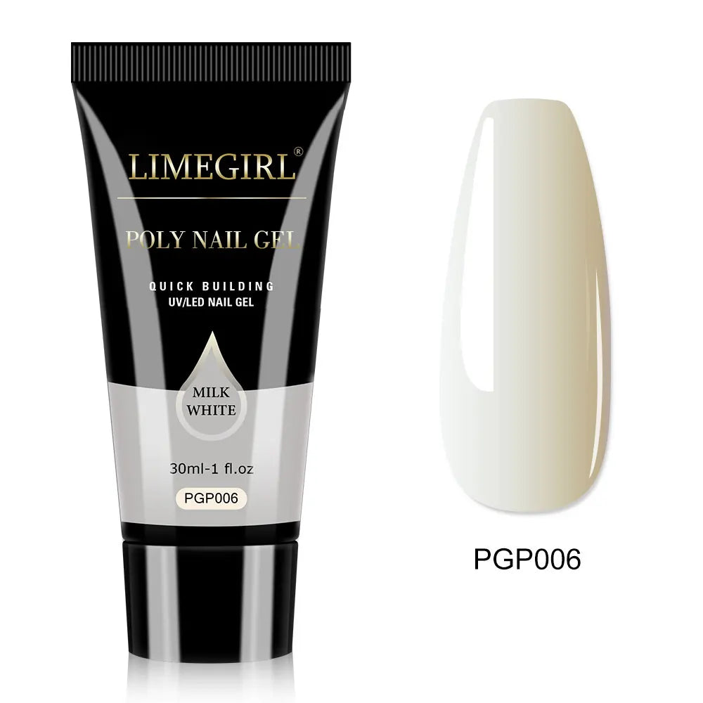 LIMEGIRL 30ml Nail Extension Gel Glitter Soak Off Nail Acrylic Crystal Build Poly UV Gel for Nails Quick Extension Manicure Glue