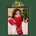 Christmas Atmosphere Santa Claus Knitted Red Scarf For Women New Style Warm Neck Protection Knitted Scarf Versatile Shawl