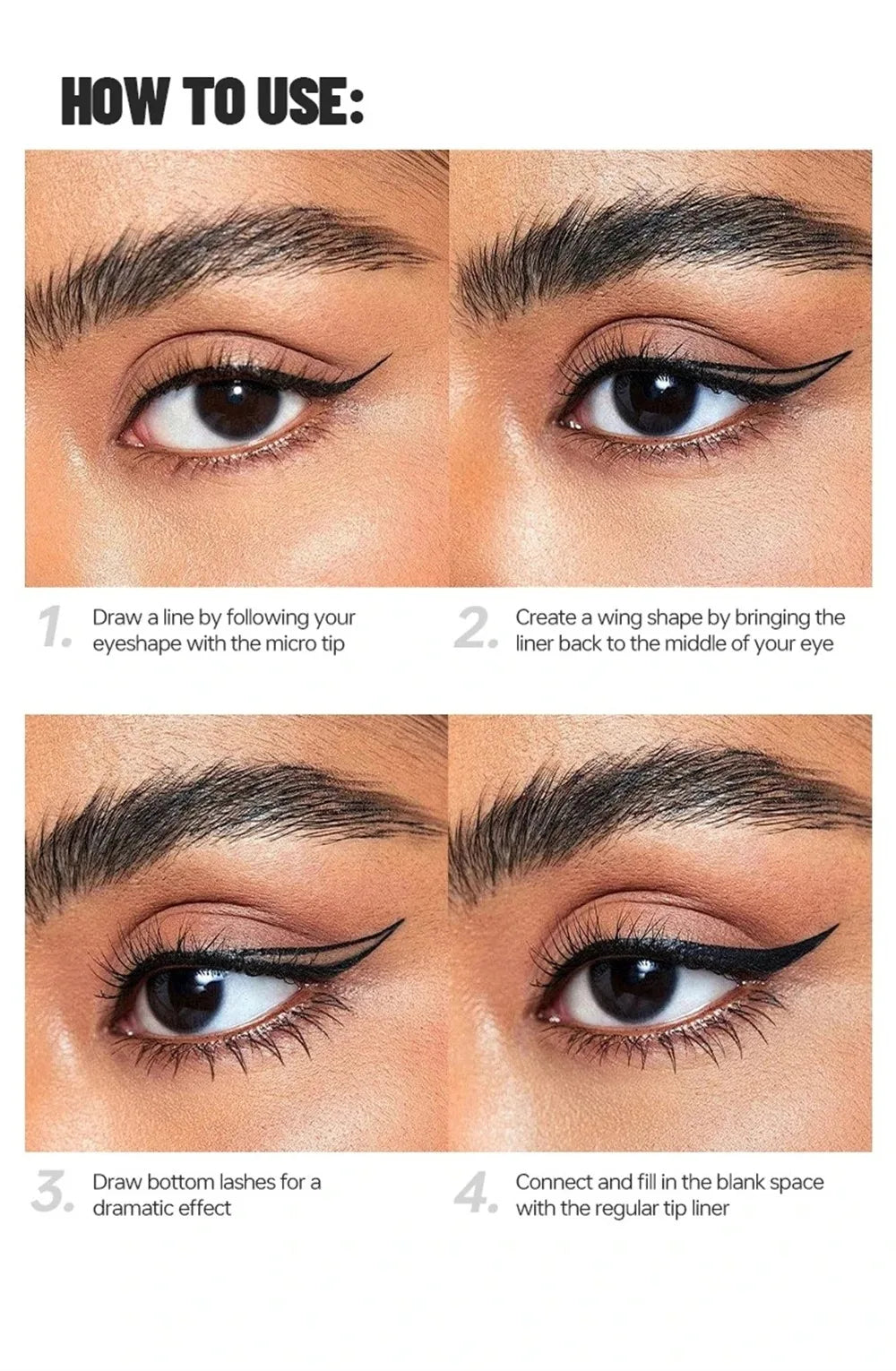 1/2 PCS Black Quick-Dry Eyeliner Pencil - 24H Lasting Smooth Matte Waterproof Anti-Smudge Liquid Eyeliner Makeup for Eyes