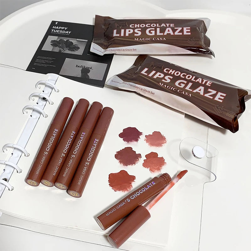 Chocolate five lip glaze set Mist matte lipstick girl student