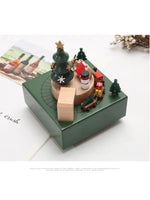 Creative Wooden Christmas Deer  Snowman Train  Music Box Handmade  Carousel Toy  Decoration Gift For Kids