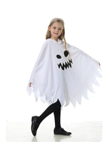 Halloween Kids Cosplay Costume White Black Luminous Ghost Luminous Face Cape Shawl Party Dress-Up Costume Boys Cape Girl Skirt