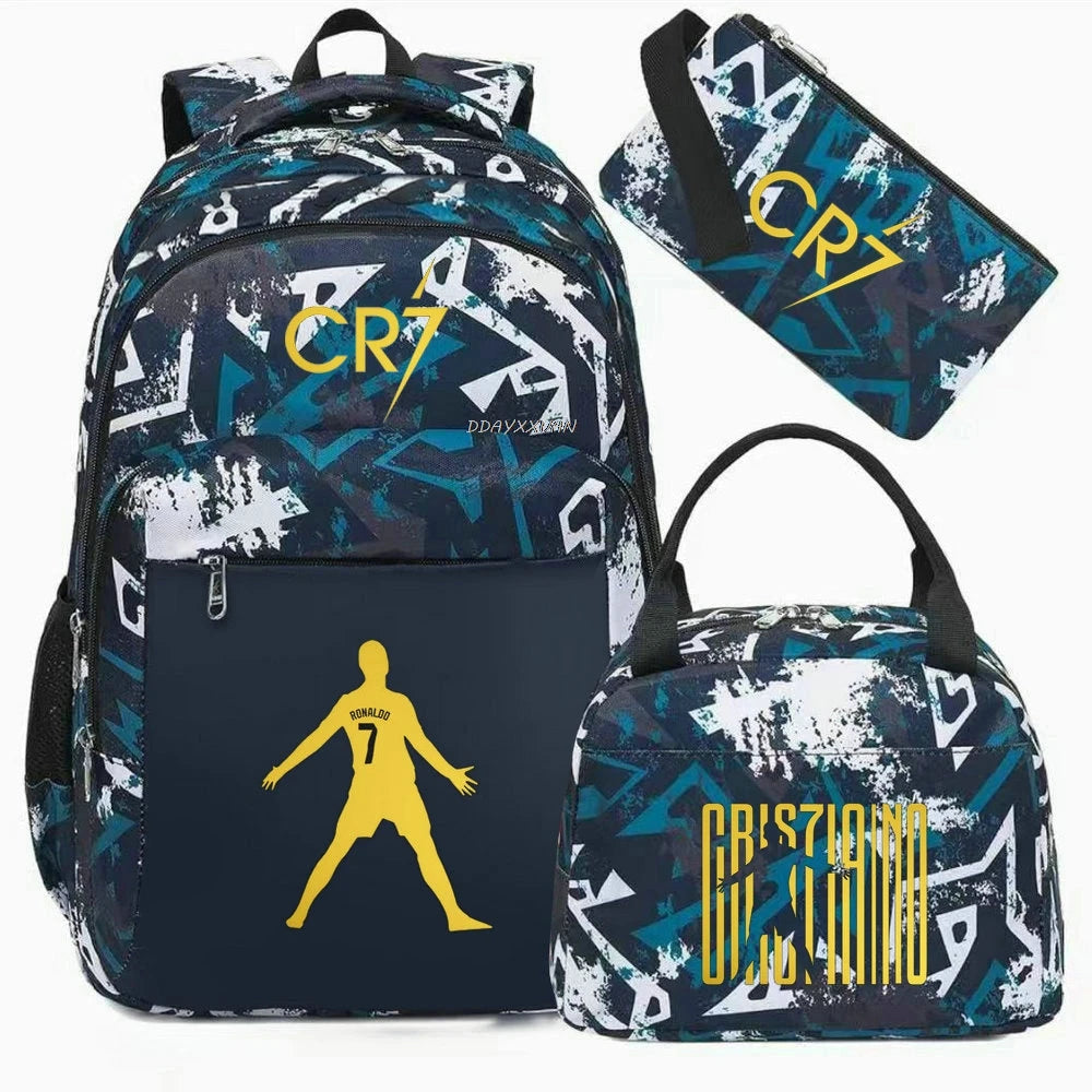 Football CR7 Cosplay School Bags School Backpack Laptop Teenager Boys Girls Schoolbags 3pcs/set