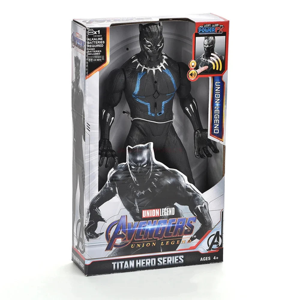 Action Toy 30cm Marvel Avengers Toy Thanos Hulk Spiderman Iron Man Captain America Thor Black Panther With Sound And Light