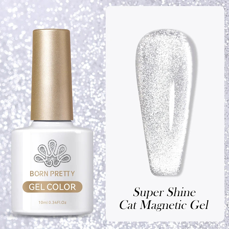 BORN PRETTY 10ml Silver Water Light Cat Magnetic Gel Nail Polish Nail Supplies Vernis Semi Permanent Gel for Fall Winter Nails