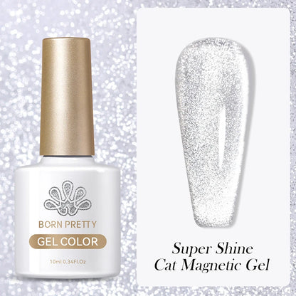 BORN PRETTY 10ml Silver Water Light Cat Magnetic Gel Nail Polish Nail Supplies Vernis Semi Permanent Gel for Fall Winter Nails