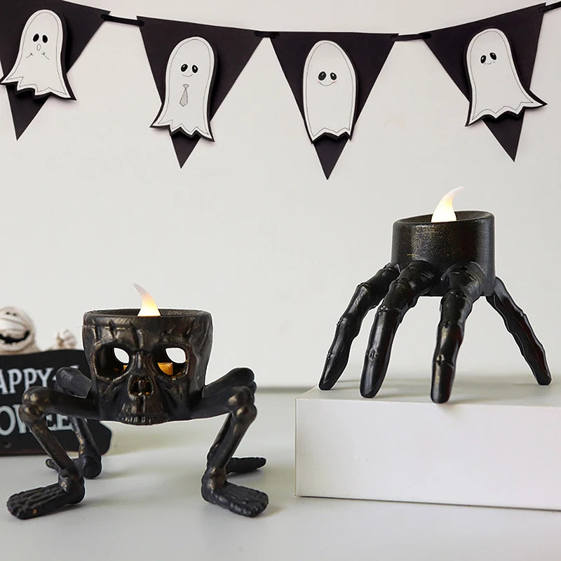 New Halloween Skull Lantern Atmosphere Setting Props Skeleton Foot Night Light Halloween Party Decoration LED Candle Light