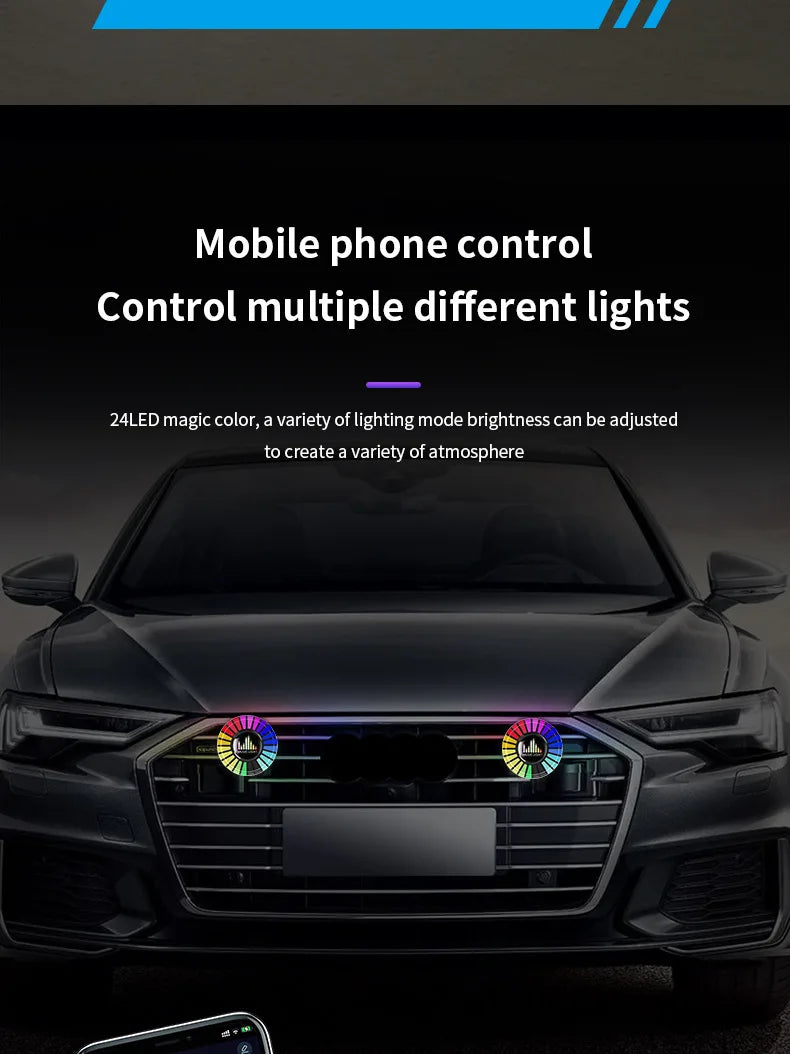 2 in 1 Smart RGB Pickup Lights LED 3D Ambient Lamp Sound Control Music Rhythm Lights Air Freshener for Car Gaming TV Creative