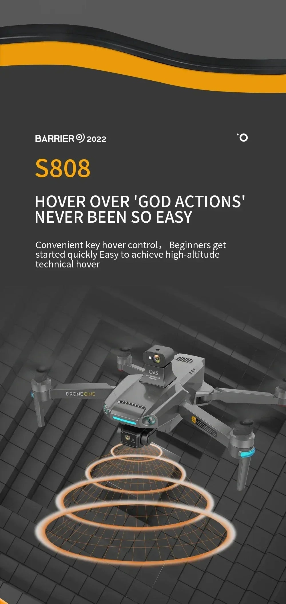 For Dji S808 PRO Drone 5G GPS Professional 8K Dual Camera 3-axis Anti-Shake Gimbal Obstacle Avoidance Wifi FPV Brushless Drone