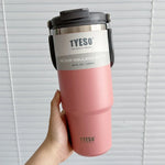 Tyeso 600/750/900ML Car Coffee Cup Thermo Bottle with Straw Portable Sport Insulated Vacuum Flask Travel Thermal Water Bottle