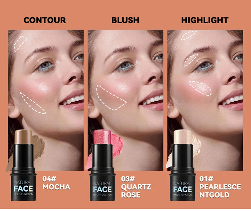 Face Pearl Stone Highlighter Stick Contour Shading Lasting Cheek Stereoscopic Brightening Skin Blush Illuminator Makeup Cosmetic